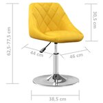 vidaXL Chaises à manger pivotantes lot de 2 jaune moutarde velours