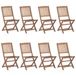 vidaXL Chaises pliables de jardin lot de 8 avec coussins Bois d'acacia