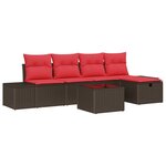 vidaXL Ensemble de canapé de jardin 6 Pièces Marron polyrotin