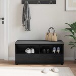 vidaXL Banc d'entrée avec coussin Chêne noir 100 x 38 x 46 cm
