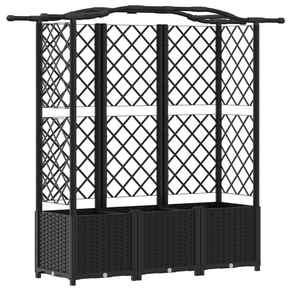 vidaXL Lit Élevé avec Treillis et Toit Noir 163 x 40 x 141 cm PP