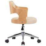 vidaXL Chaise pivotante de bureau Crème Bois courbé et similicuir