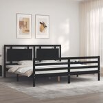 vidaXL Cadre de lit sans matelas noir 200x200 cm bois massif
