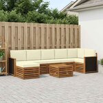 vidaXL Ensemble de canapés d'extérieur 7 Pièces Naturel et Crème