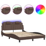 vidaXL Cadre de lit Viana avec LED sans matelas marron 140x190 cm