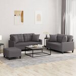 vidaXL Ensemble de canapés 3 Pièces avec coussins gris similicuir