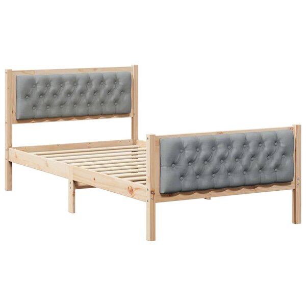 vidaXL Cadre de lit Gris clair 100 x 200 cm Pin massif