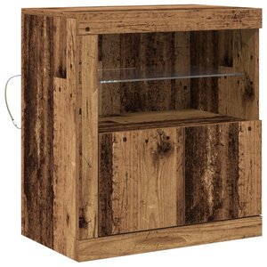 Buffet vidaXL avec lumières LED en vieux bois 60 5x37x67 cm