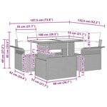 Ensemble de canapé de jardin vidaXL 5 pièces avec coussins Marron Poly Rattan