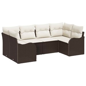 vidaXL Ensemble de canapé de jardin 6 Pièces Marron et blanc Poly rotin