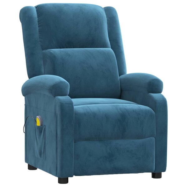 vidaXL Fauteuil de massage Bleu Velours