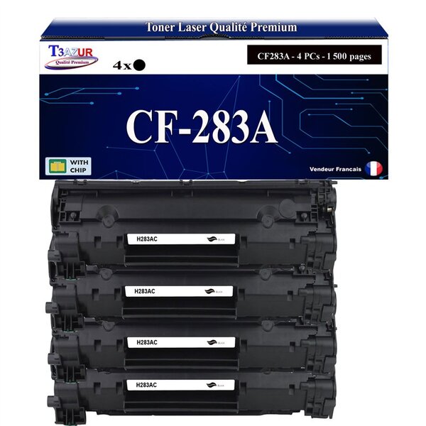 T3AZUR -4x Toners compatibles avec HP CF283A (83A) pour HP LaserJet Pro M201dw  M201n  M125a  M125nw  M127fn  M127fw  M225dn  M225dw