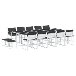 vidaXL Ensemble à manger de jardin avec coussins 15Pièces blanc textilène