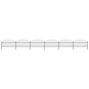 vidaXL Clôture de jardin à dessus en lance Acier (0 75-1)x10 2 m Noir