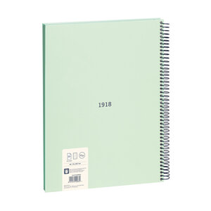 Cahier à spirale  papier ligné  80 feuilles A4  série 1918  vert