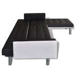 vidaXL Canapé-lit en forme de L similicuir noir