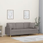 vidaXL Canapé 3 places avec oreillers décoratifs taupe 180 cm tissu