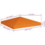 vidaXL Toile supérieure de belvédère 310 g / m² 3 x 3 m Orange