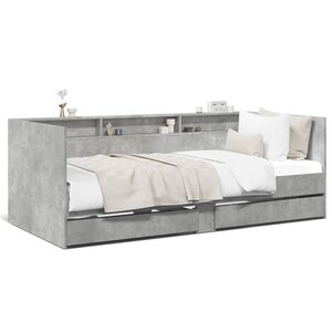 vidaXL Lit de jour avec tiroirs sans matelas gris béton 100x200 cm