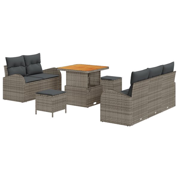 vidaXL Ensemble de canapé de jardin 8 Pièces Gris 80 x 80 x 71 cm
