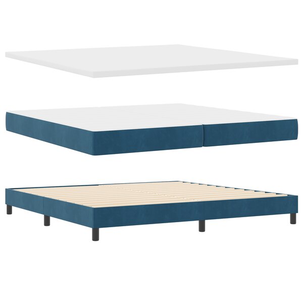 Lit à ressort vidaXL avec matelas bleu foncé 200x200 cm en velours
