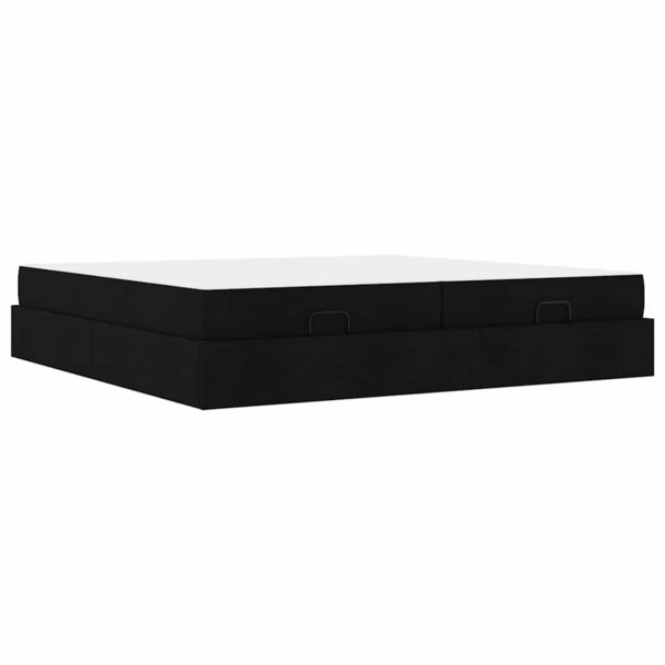 vidaXL Cadre de lit avec stockage Noir 200 x 200 cm tissu