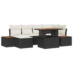 vidaXL Ensemble de salle à manger pour jardin 7 Pièces Beige  Noir