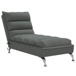 vidaXL Chaise longue de massage avec coussins gris foncé tissu