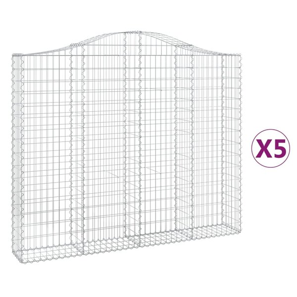 vidaXL Paniers à gabions arqués 5 Pièces 200x30x160/180 cm Fer galvanisé