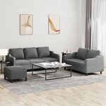 vidaXL Ensemble de canapés 3 Pièces avec coussins Gris foncé Tissu