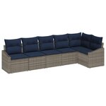 vidaXL Ensemble de canapé de jardin 6 Pièces Gris et bleu marine