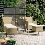 vidaXL Ensemble de bistro 5 Pièces Résine tressée et verre trempé Beige