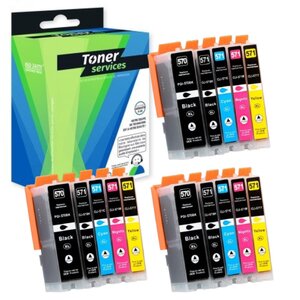 Pack 15 Cartouches d encre compatibles Canon PGI570/CLI571 noires et couleurs de marque Toner Services