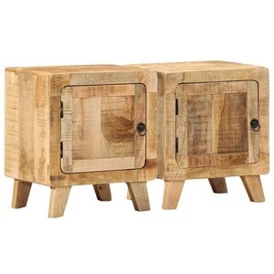 vidaXL Table de chevet 2 Pièces 40x32x46 cm bois massif de manguier brut