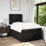 vidaXL Sommier à lattes de lit avec matelas noir 120x190 cm tissu