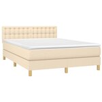vidaXL Sommier à lattes de lit avec matelas Crème 140x200 cm Tissu