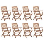 vidaXL Chaises pliables d'extérieur lot de 8 Bois d'acacia solide