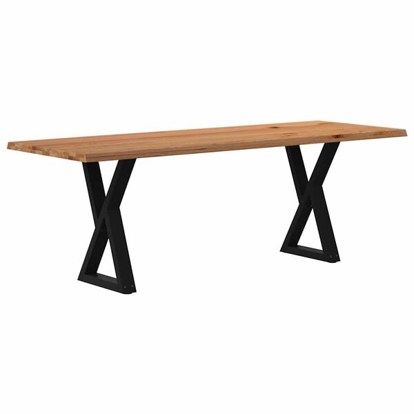 vidaXL Table à manger avec bord vivant 220x80x74 cm bois massif chêne
