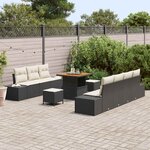 vidaXL Ensemble de canapé de jardin 10 Pièces Noir Poly rotin