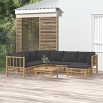 vidaXL Salon de jardin 8 Pièces avec coussins gris foncé bambou