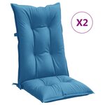 vidaXL Coussins de chaise à dossier haut lot de 2 bleu mélangé tissu