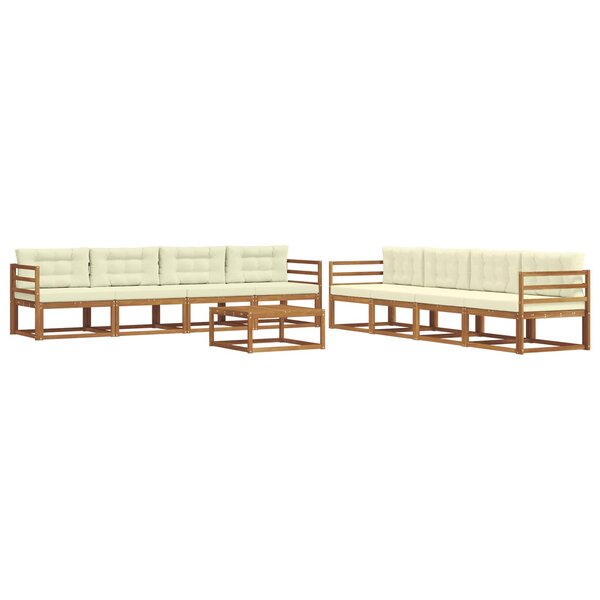 vidaXL Ensemble de canapés d'extérieur 9 Pièces Naturel et Crème