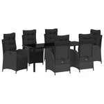 vidaXL Ensemble de repas de jardin 7 pièces en Rattan poli noir