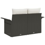 Canapé de jardin 2 places vidaXL avec rangement et coussins en poly rotin noir