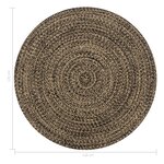 vidaXL Tapis fait à la main Jute Noir et naturel 120 cm