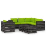 vidaXL Salon de jardin 8 Pièces avec coussins Bois imprégné de gris