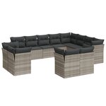 vidaXL Salon de jardin avec coussins 12 Pièces gris clair résine tressée