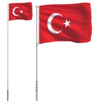 vidaXL Drapeau de la Turquie et mât 5 55 m Aluminium