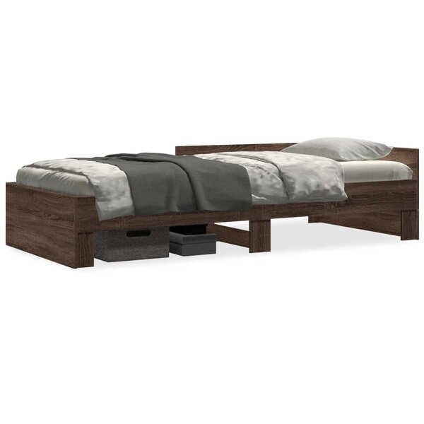 vidaXL Cadre de lit sans matelas chêne marron 75x190cm bois ingénierie
