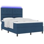 vidaXL Lit à ressorts avec matelas avec LED Bleu 140 x 190 cm tissu